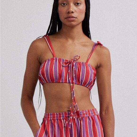 Damson Madder NWT Striped Linen Cotton Set 16 - Picture 2 of 15